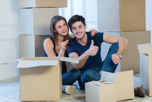 Packed boxes and furniture ready for local removals service