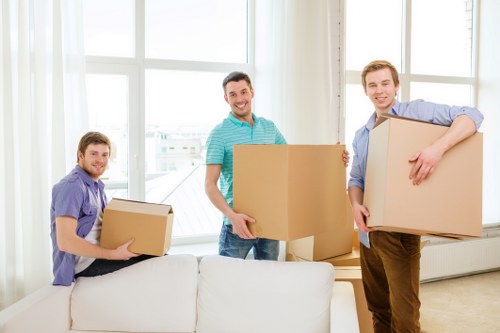 Unpacking boxes and organising a new home after moving in