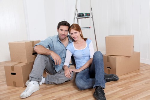 Boxes and household items prepared for a local flat removal